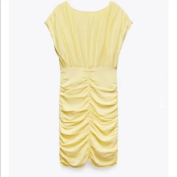 Zara butter yellow draped knit dress NWT - Picture 10 of 12